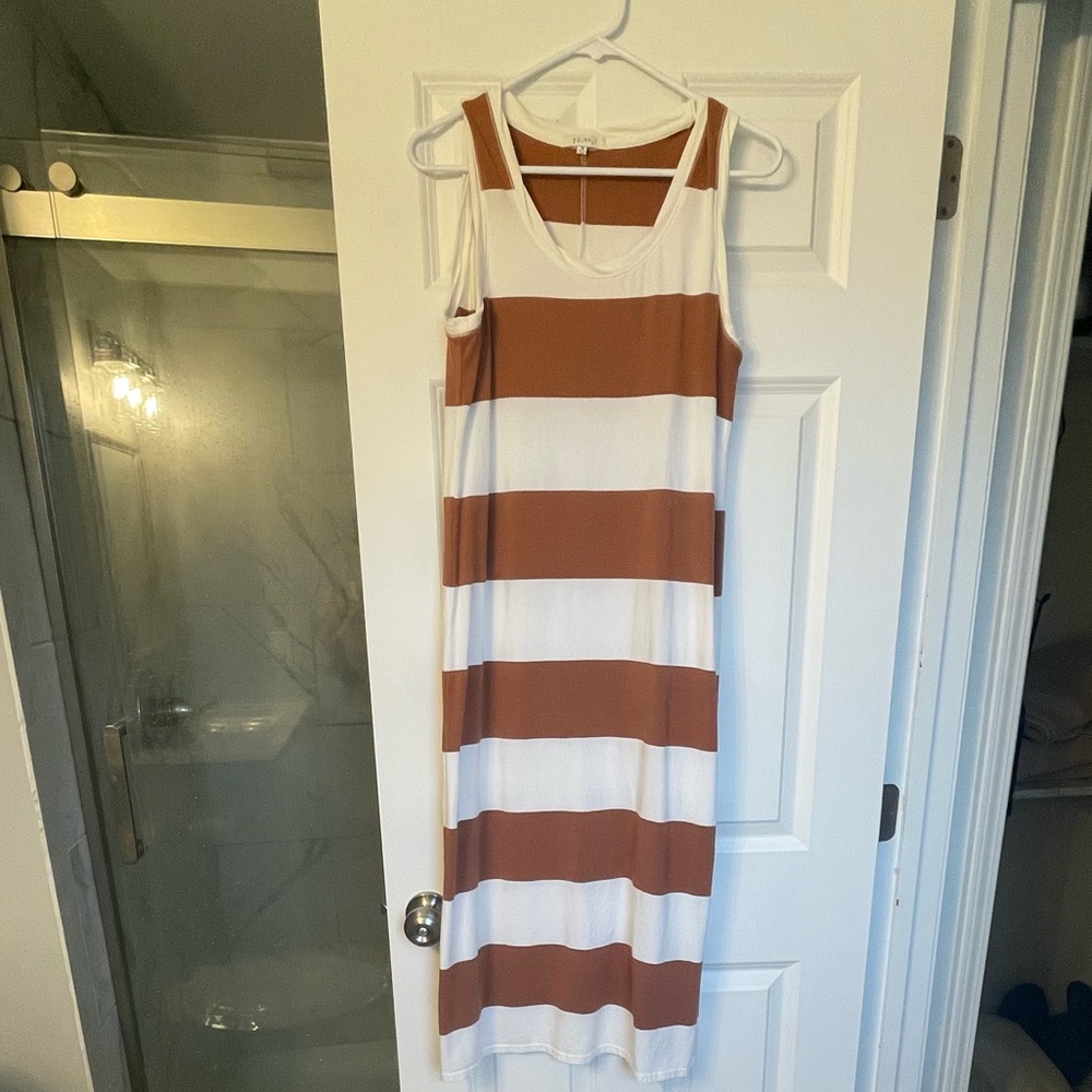 Z Supply Sleeveless Midi Dress - White and Brown